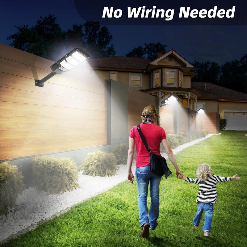 FOWSEEK Solar Street Lights Outdoor 2 Pack, 6500K Solar Lights Outdoor Waterproof with Motion Sensor, Lamparas Luces Solares para Exteriores Dusk to Dawn Commercial Lighting for Yard Path - Image 4